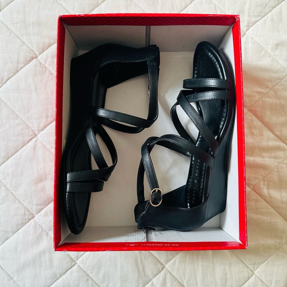 EUC Aebel strappy wedge sandal